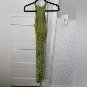Fashion Nova green slinky maxi dress